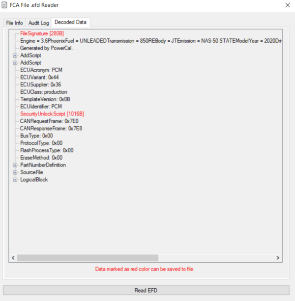 EFD to BIN for FCA converter–CHRYSLER FCA .efd file reader / extractor WhatsApp +447551909037–